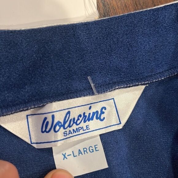 Rare VTG 1986 Wolverine  Velour Robe Size XL Navy Blue Long Zip Front new Sample - Picture 4 of 9